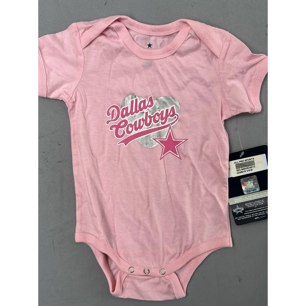 NFL Dallas Cowboys Baby Girl One‎ Piece Bodysuit 12M Pink